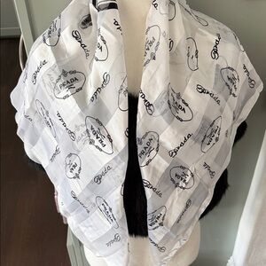 Prada Monochrome Logo Scarf